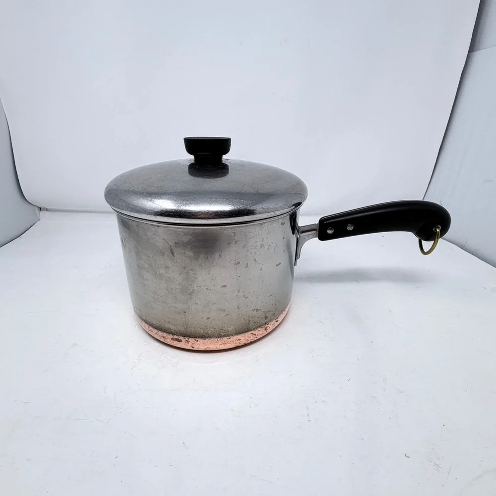 Vintage Revere Ware Pre 1968 3 Qt Copper Bottom Saucepan Pot Lid Process Patent